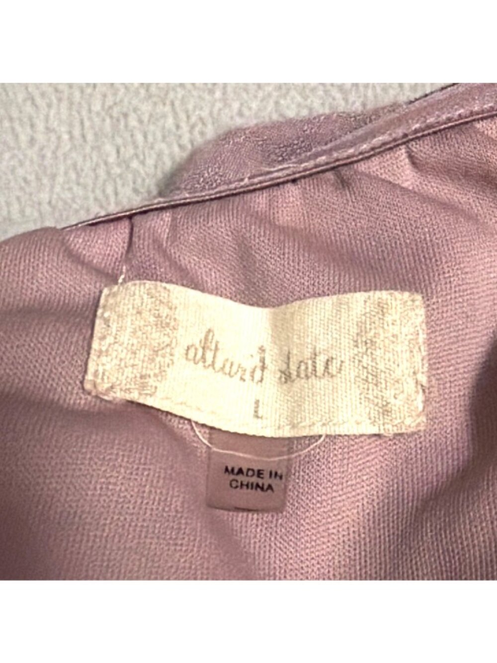 Altard State Mauve Ruffled Short Dress With Tie Waist & Puff Sleeves Coquette - Picture 3 of 4